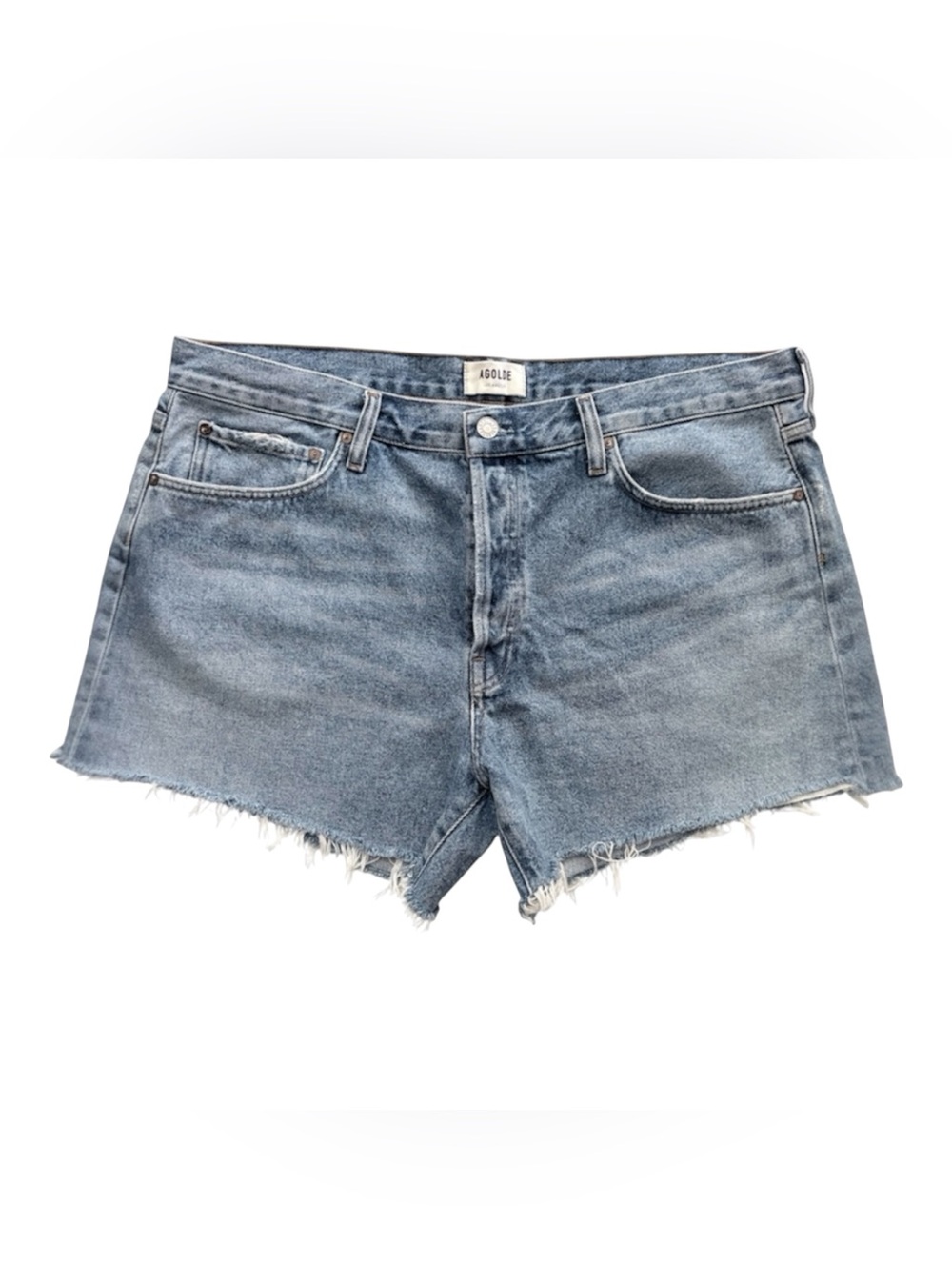 Agolde Parker Cutoff Denim Shorts Women’s 34 Light Blue Raw Hem 100% Cotton